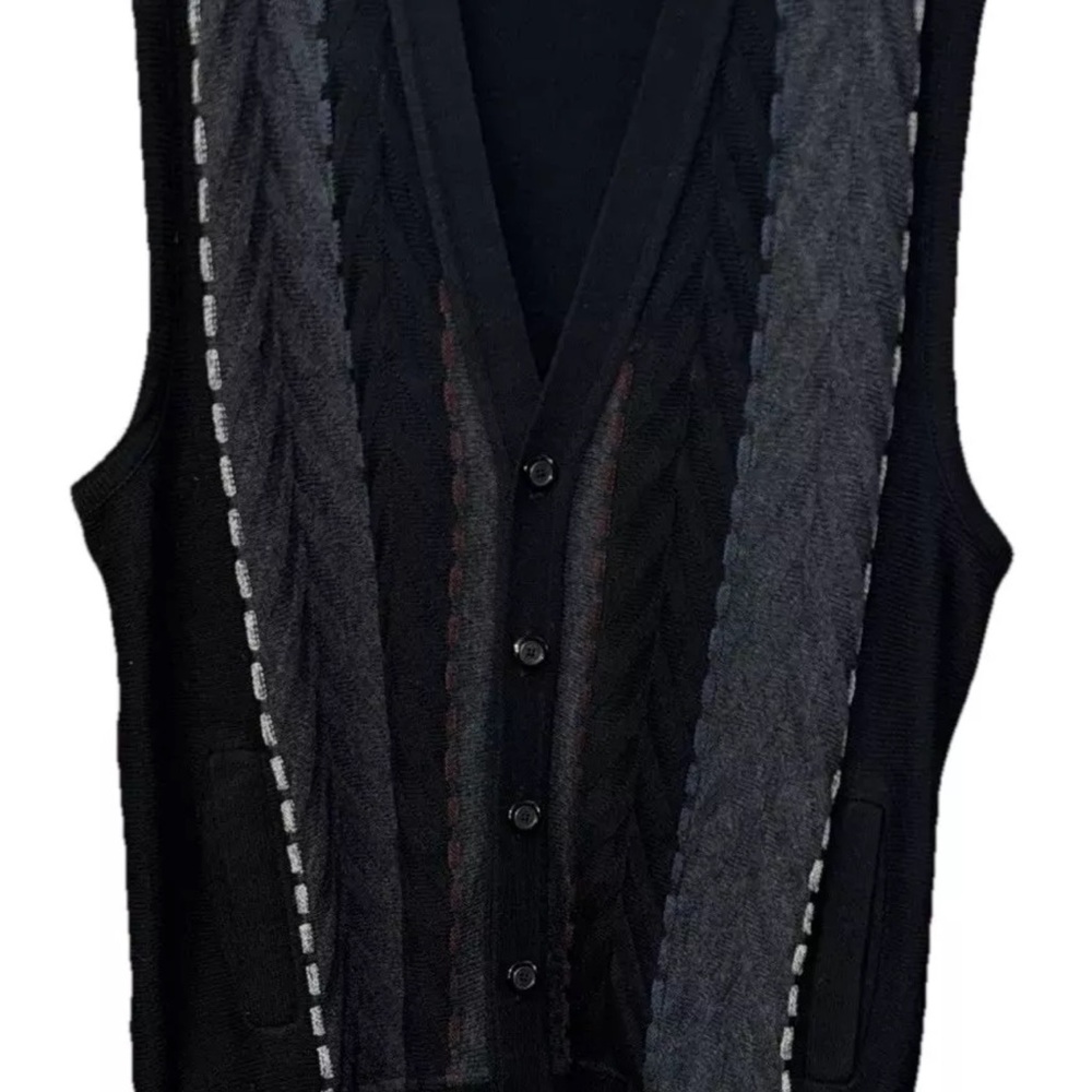 Cooper Sweater Vest Mens XLarge Black Argyle Tennis Wool VTG Rockabilly Retro